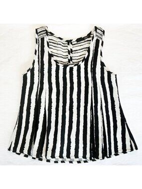 Sugarlips Black & White Striped Sleeveless Top Womens Medium Textured Fabric